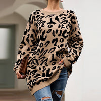 Woman Leopard Knitted Sweater Winter Print Long Sleeve 2019