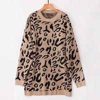 Woman Leopard Knitted Sweater Winter Print Long Sleeve 2019