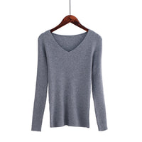 Autumn V Neck Sweater Knitted Fashion Womens Sweaters 2019