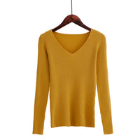 Autumn V Neck Sweater Knitted Fashion Womens Sweaters 2019