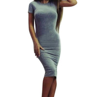 Womens Dress Vestido Short Sleeve Slim Bodycon Dress