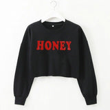 New Women Long sleeve crop top hoodies Fashion Streetwear Girl