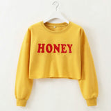 New Women Long sleeve crop top hoodies Fashion Streetwear Girl