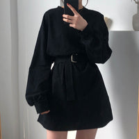 2019 spring and autumn solid color Long Sleeve dress