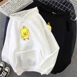 Winter Warm Oversized Sweatshirt Women Cartoon Chick Hoodie