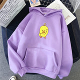 Winter Warm Oversized Sweatshirt Women Cartoon Chick Hoodie