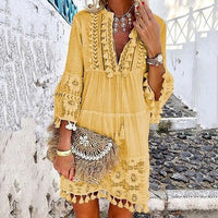 Mini Dresses Women Summer Autumn V-Neck Dress 2019