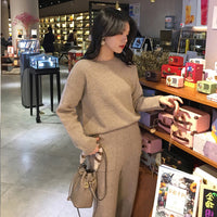 Women Sweater Two Piece knitted Sets Slim Tracksuit 2019