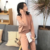 Women Sweater Two Piece knitted Sets Slim Tracksuit 2019