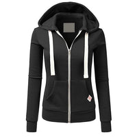 Women Pink Hoodies Sweatshirt Fashion Zipper Pocket Hooded Jacket