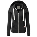 Women Pink Hoodies Sweatshirt Fashion Zipper Pocket Hooded Jacket