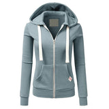 Women Pink Hoodies Sweatshirt Fashion Zipper Pocket Hooded Jacket