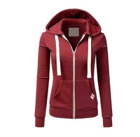 Women Pink Hoodies Sweatshirt Fashion Zipper Pocket Hooded Jacket