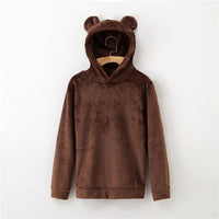 Women's Flannel Hoodies Sweatshirts Lovely With Bears Ears