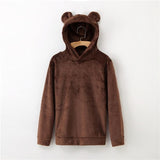 Women's Flannel Hoodies Sweatshirts Lovely With Bears Ears