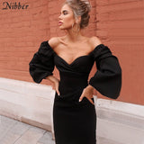 Women Autumn Dress For Party off shoulder 2019