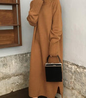 Women Autumn Winter thick Turtleneck long Sweater Dress