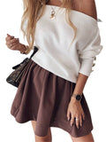 Off Shoulder Knitted Sweater Women Fashion Pullovers