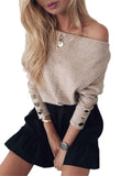 Off Shoulder Knitted Sweater Women Fashion Pullovers