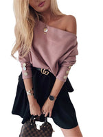 Off Shoulder Knitted Sweater Women Fashion Pullovers