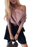 Off Shoulder Knitted Sweater Women Fashion Pullovers