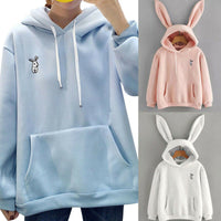 Women Girls Solid Pink Winter Cotton Cute Hoodie Sweatshirt