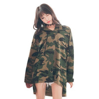 Hoody Women Korean Pop Pullover Sweatshirt Camouflage Print Plus Size Long Sleeve