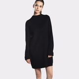 Autumn Winter Solid Knitted Cotton Sweater Dresses Women