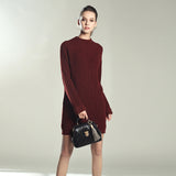 Autumn Winter Solid Knitted Cotton Sweater Dresses Women