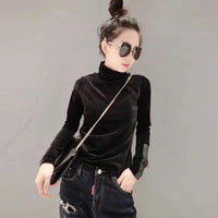 2018 Woman Velvet Warm Bottoming Half Turtleneck Pullover Sweaters