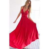 Women Multiway Wrap Convertible Boho Maxi Club Red Dress