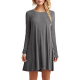 Women Long Sleeve Casual Loose Black Dress