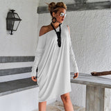 High Quality Dress Women Sexy Off The Shoulder Long Sleeve