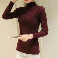 Autumn Winter Women Long Sleeve Sweater Fashion Solid Colors