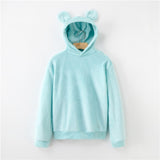 Women's Flannel Hoodies Sweatshirts Lovely With Bears Ears