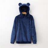 Women's Flannel Hoodies Sweatshirts Lovely With Bears Ears