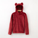 Women's Flannel Hoodies Sweatshirts Lovely With Bears Ears